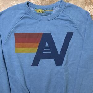 Aviator Nation Sweatshirt Womens XS Blue Logo Graphic Long Sleeve Crew USA